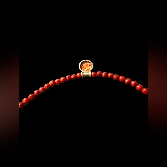 Red Sponge Coral Sterling Silver pendant and necklace with bracelet 18” & 7-7.5” - Picture 3 of 10